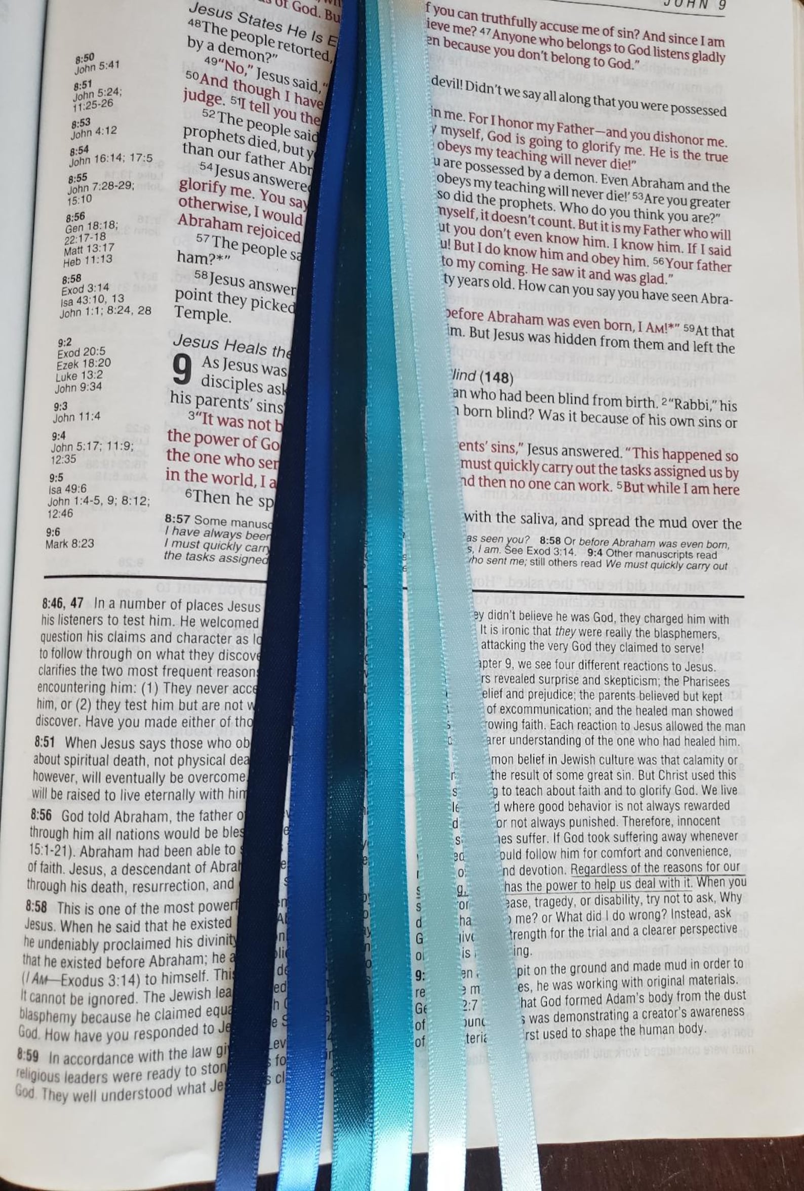 BLUE HUES Bible Bookmark Ribbons/ Multi Ribbon Book Marker/ Bible
