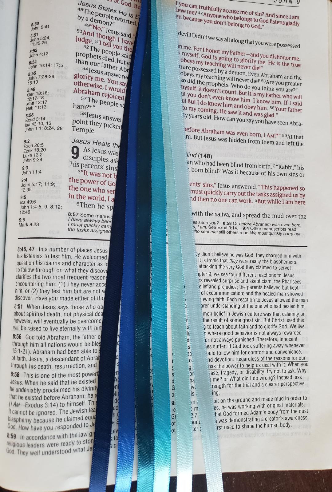 BLUE HUES Bible Bookmark Ribbons/ Multi Ribbon Book Marker/ Bible ...