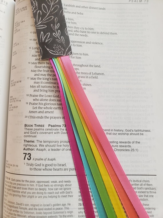 PASTEL RAINBOW bookmark ribbon, multi page, Bible study, hymnal, hardcover  book religious accessory, VBS, gift, handmade