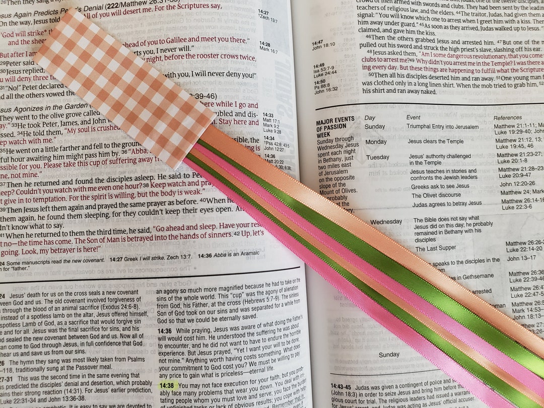 MELON Bible Bookmark Ribbons/ Multi Page Book Mark/ Hymnal, Journal