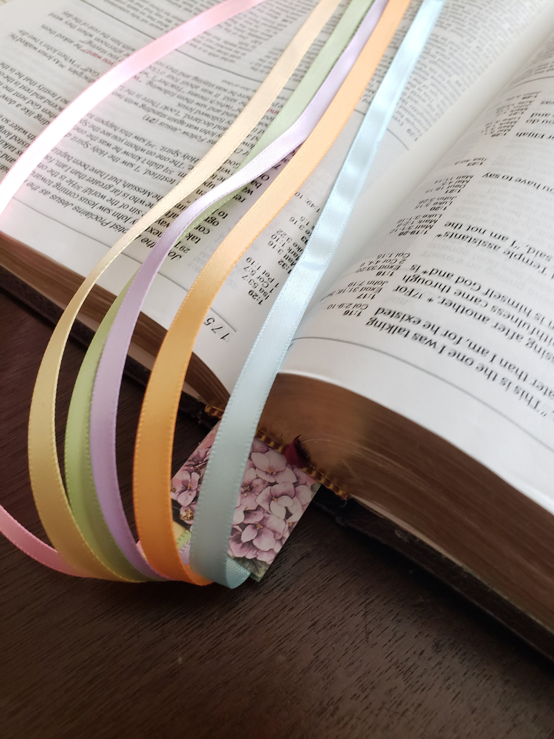 Bible Scriptures Ribbon WILDFLOWER Bible Bookmark Ribbons/ Multi Ribbon Book Mark/bible ...