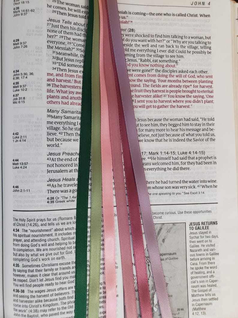 Bible Scriptures Ribbon GARDEN GLORY Bible Bookmark Ribbons/ Multi Page Book Marker/ Hymnal ...