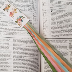 BOTANICAL BLISS Bible bookmark ribbons/ multi page book mark/ Bible accessories/ journal, devotional, hymnal, planner/ study tassel