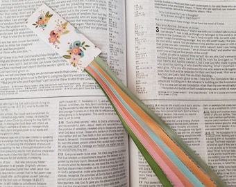 BOTANICAL BLISS Bible bookmark ribbons/ multi page book mark/ Bible accessories/ journal, devotional, hymnal, planner/ study tassel