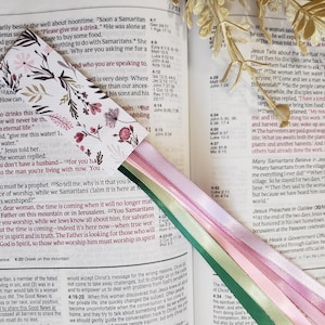 GARDEN GLORY Bible bookmark ribbons/ multi page book marker/ hymnal, journal, devotional, Bible study/ Bible accessories/ Christian gift
