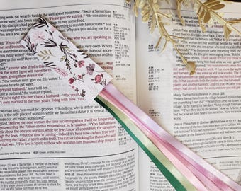 GARDEN GLORY Bible bookmark ribbons/ multi page book marker/ hymnal, journal, devotional, Bible study/ Bible accessories/ Christian gift