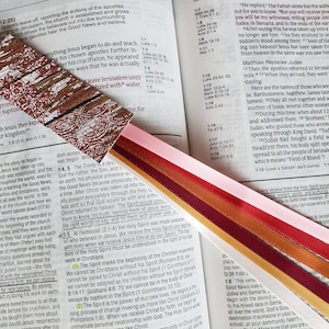 RUSTIC Bible bookmark ribbons/ multi ribbon book marker/ hymnal, journal, devotional, Bible study, missal/ Bible accessories/ Christian gift