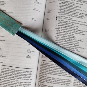 BLUE HUES Bible bookmark ribbons/ multi ribbon book marker/ Bible accessories/ hymnal, journal, devotional, planner/ Christian gift/ tassel
