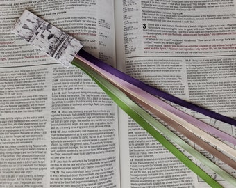 HILLSIDE Bible bookmark ribbons/ multi ribbon Bible book marker/ Bible accessories/ Christian gift/ Bible study, hymnal, journal, devotional