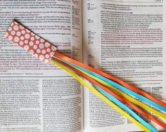 RETRO Bible bookmark ribbons: multi ribbon book mark for hymnals, devotionals, journals, Bible study; Christian gift, Bible accessories