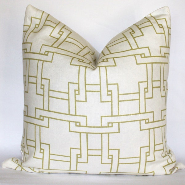 Decorator Pillow Cover -Thom Filicia - City Squares - Limetree-  Green - Cream - Geometric