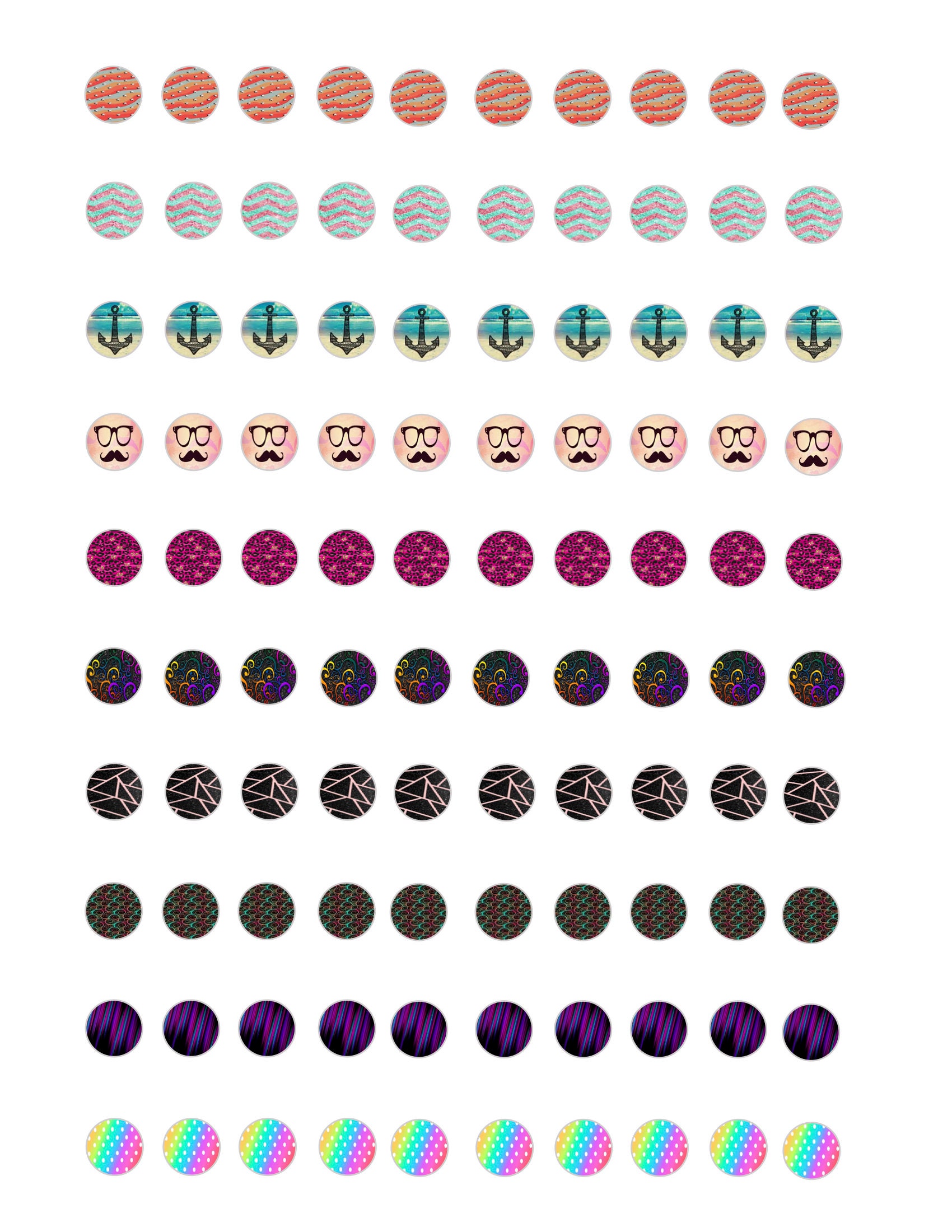 12mm Colorful Cabochons PRINTABLE Etsy 12mm Colorful Cabochons PRINTABLE Etsy