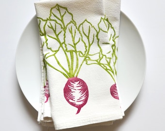 Block Printed Cloth Napkins: Beet Design, Set of 4
