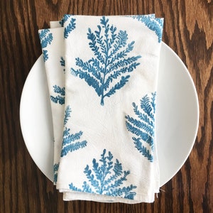 Frond Napkin Set, Cotton Napkins, Botanical Napkins, Block printed napkins, gift for mom, Cloth Napkins, Cotton Flour Sack Napkins, Set of 4 image 1