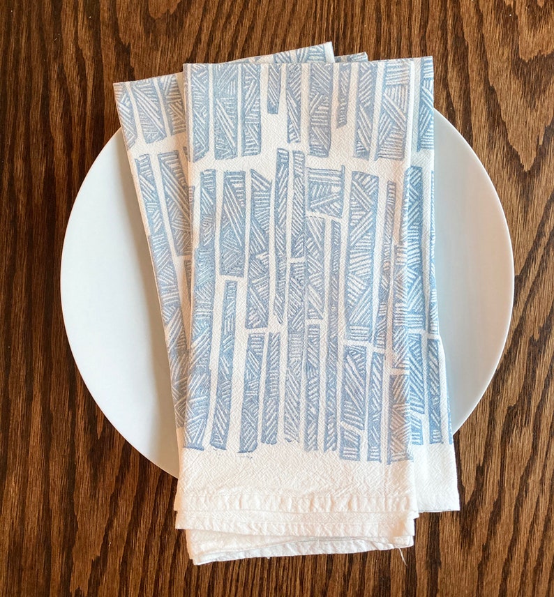 Bamboo Napkin Set, Cotton Napkins, Mother's Day Gift, Flour Sack Napkin, Block Print Napkin Set, Set of 4, Reusable Cloth Napkin image 2