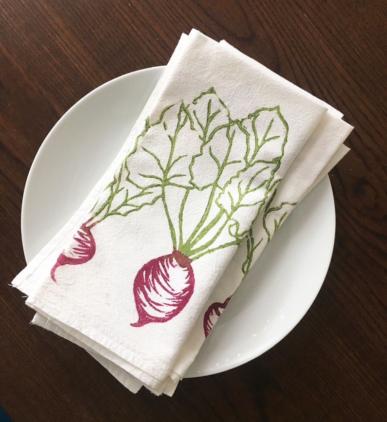 Cloth Napkins, Block Printed, Set of 4, Eco Friendly Dinner Napkins, Beet, Handmade Cotton Napkins, Reusable, Farmtable image 1