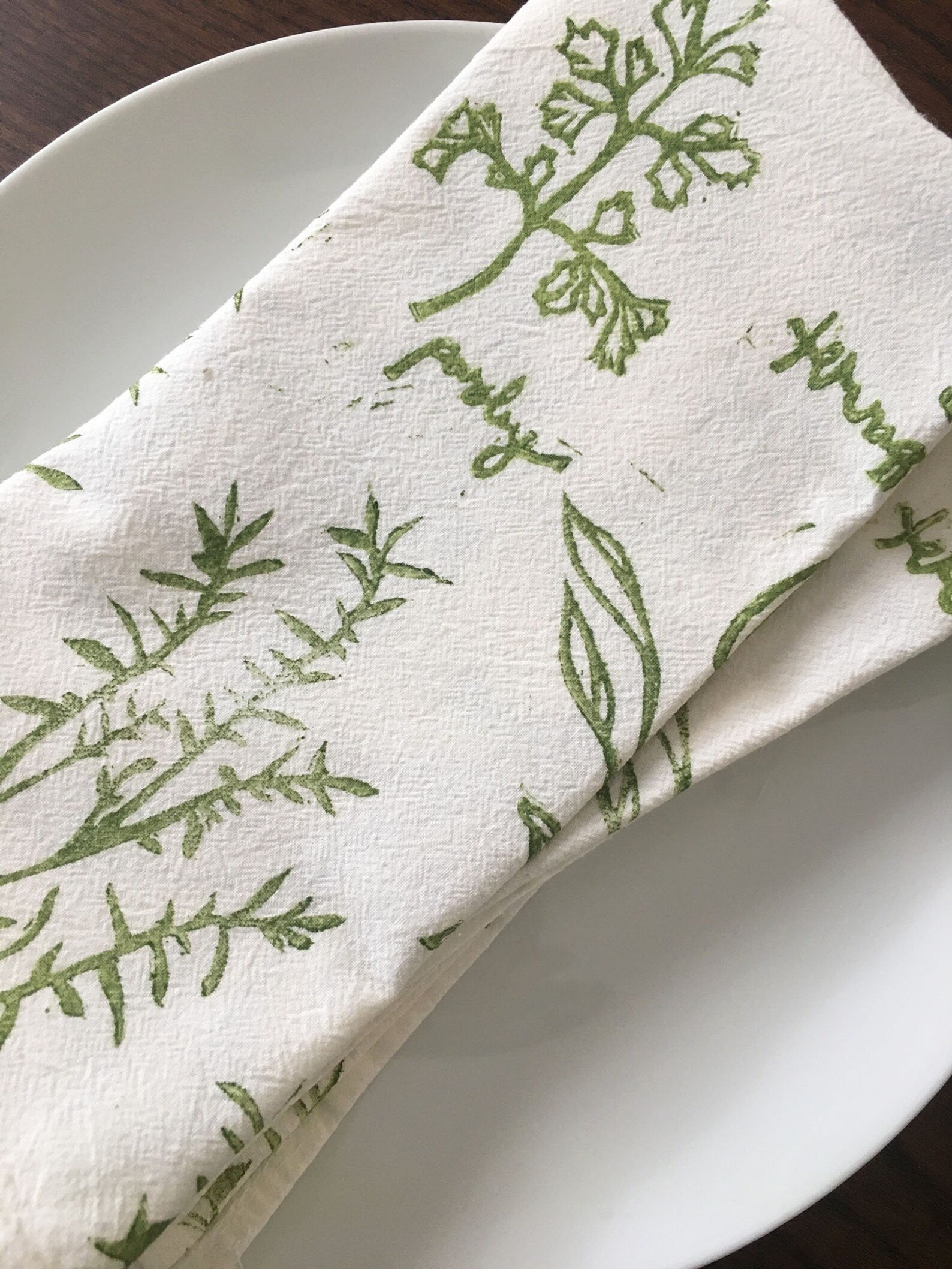 Herb Napkin Set Block Printed Napkins Cotton Cloth Napkins Etsy