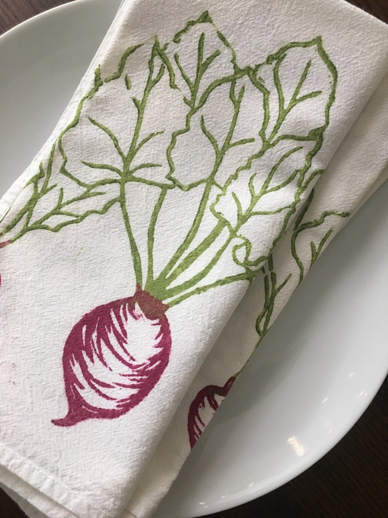 Cloth Napkins, Block Printed, Set of 4, Eco Friendly Dinner Napkins, Beet, Handmade Cotton Napkins, Reusable, Farmtable image 3