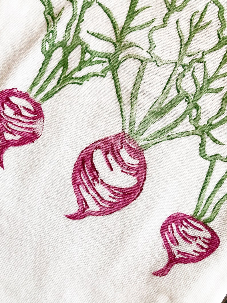 Veggie Onesie, Beet Onesie, Baby Onesie, Block Print Onesie, Hand