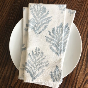 Frond Napkin Set, Cotton Napkins, Botanical Napkins, Block printed napkins, gift for mom, Cloth Napkins, Cotton Flour Sack Napkins, Set of 4 image 9