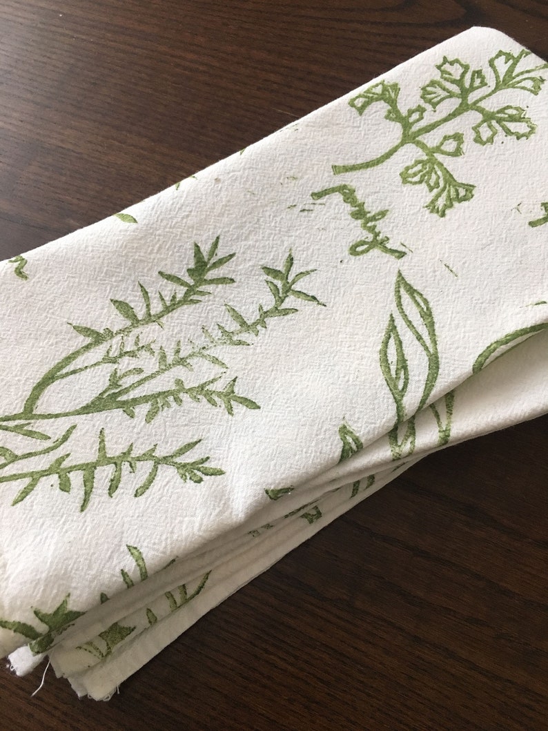 Herb Napkin Set Block Printed Napkins Cotton Cloth Napkins Etsy