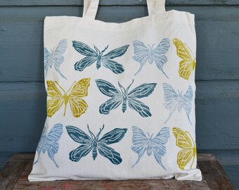 Butterfly Tote Bag, Farmers Market Reusable Grocery Bag