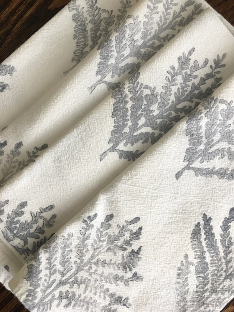 Frond Napkin Set, Cotton Napkins, Botanical Napkins, Block printed napkins, gift for mom, Cloth Napkins, Cotton Flour Sack Napkins, Set of 4 Gray