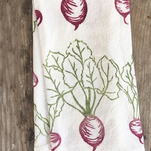 Beet Towel, tea towel, hand printed dish towel, flour sack towel, block print towel, hostess gift, gift for her, gift for mom image 3