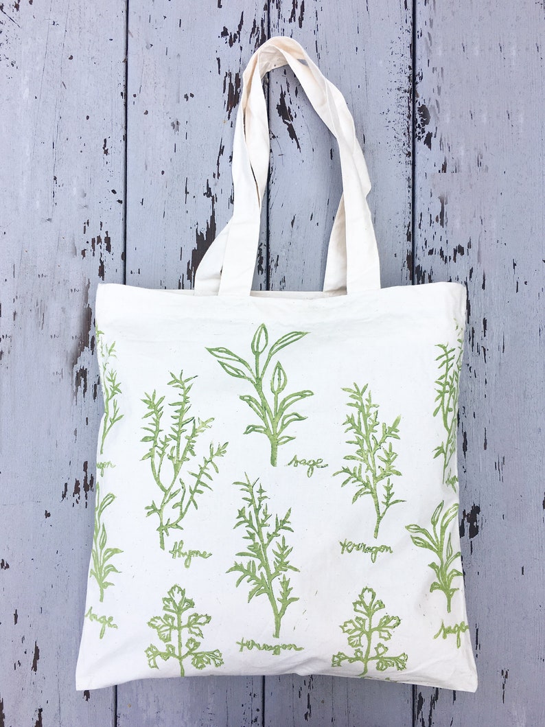 Tote Bag Farmers Market Herb Herb Tote Reusable Grocery - Etsy
