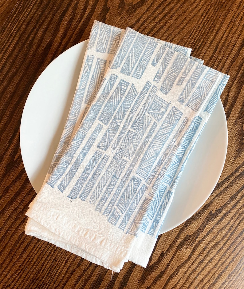 Bamboo Napkin Set, Cotton Napkins, Mother's Day Gift, Flour Sack Napkin, Block Print Napkin Set, Set of 4, Reusable Cloth Napkin image 6