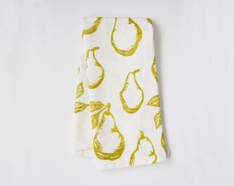 Pear Kitchen Towel, Block Print, Hostess Gift