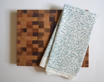 Hand Printed Flour Sack Towel: Teardrop Design, American Made
