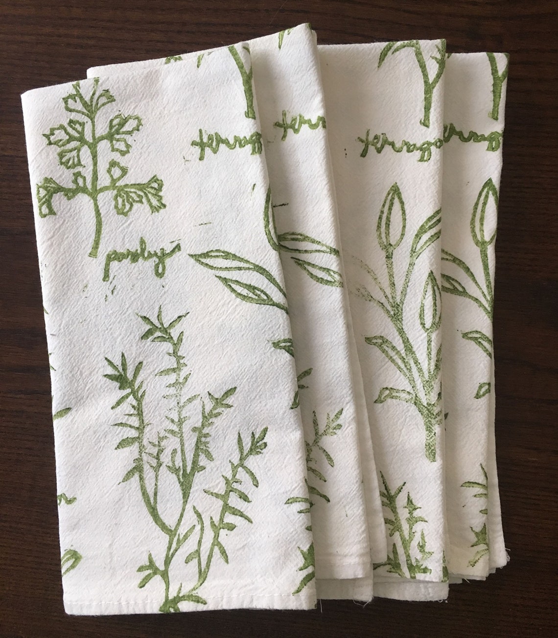 Herb napkin set block printed napkins Cotton Cloth Napkins Etsy