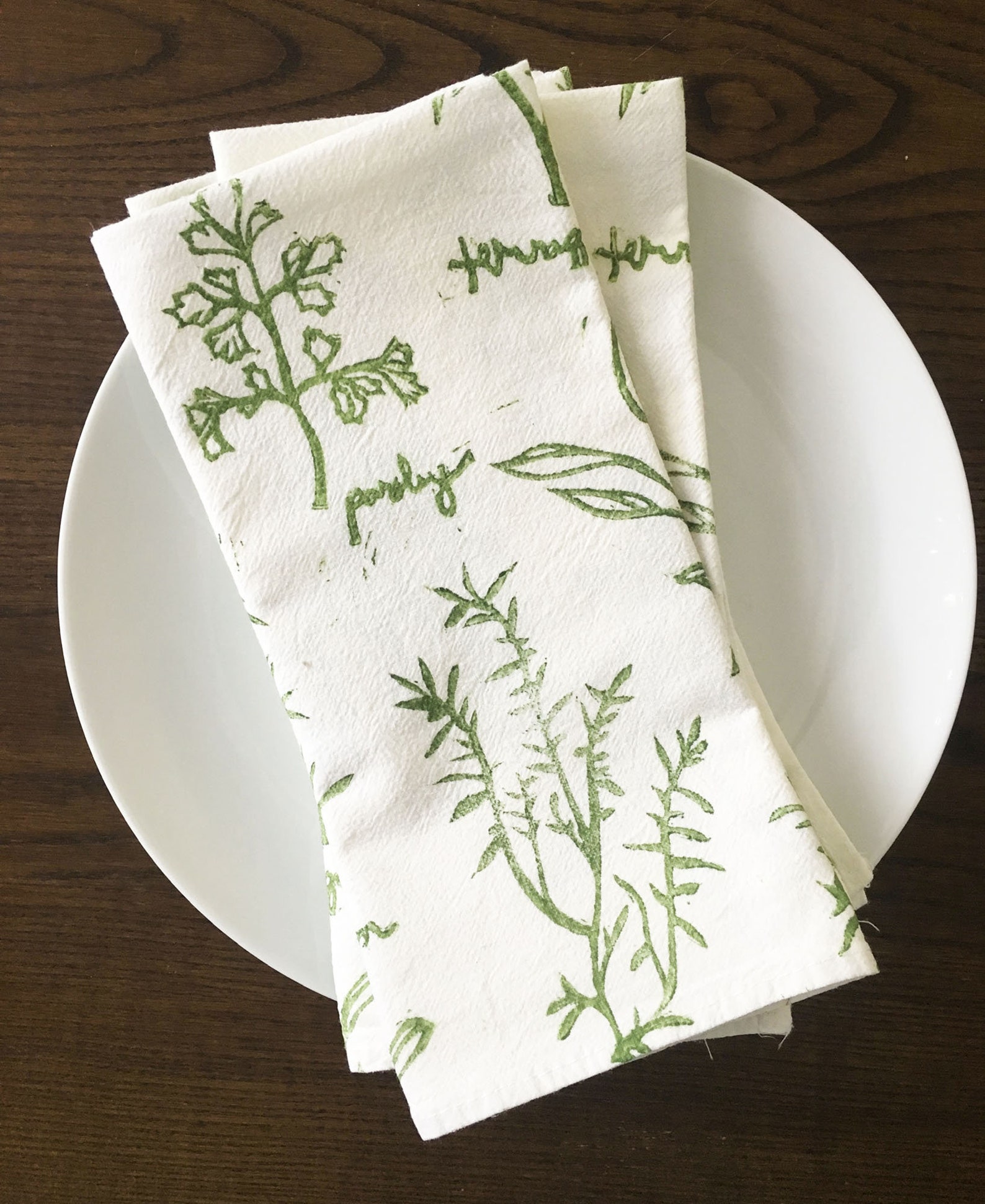 Herb Napkin Set Block Printed Napkins Cotton Cloth Napkins Etsy
