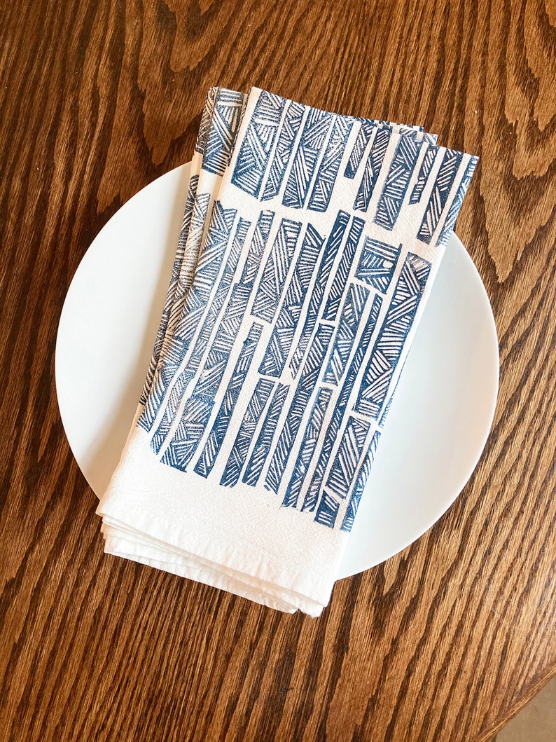 Bamboo Napkin Set, Cotton Napkins, Mother's Day Gift, Flour Sack Napkin, Block Print Napkin Set, Set of 4, Reusable Cloth Napkin image 3