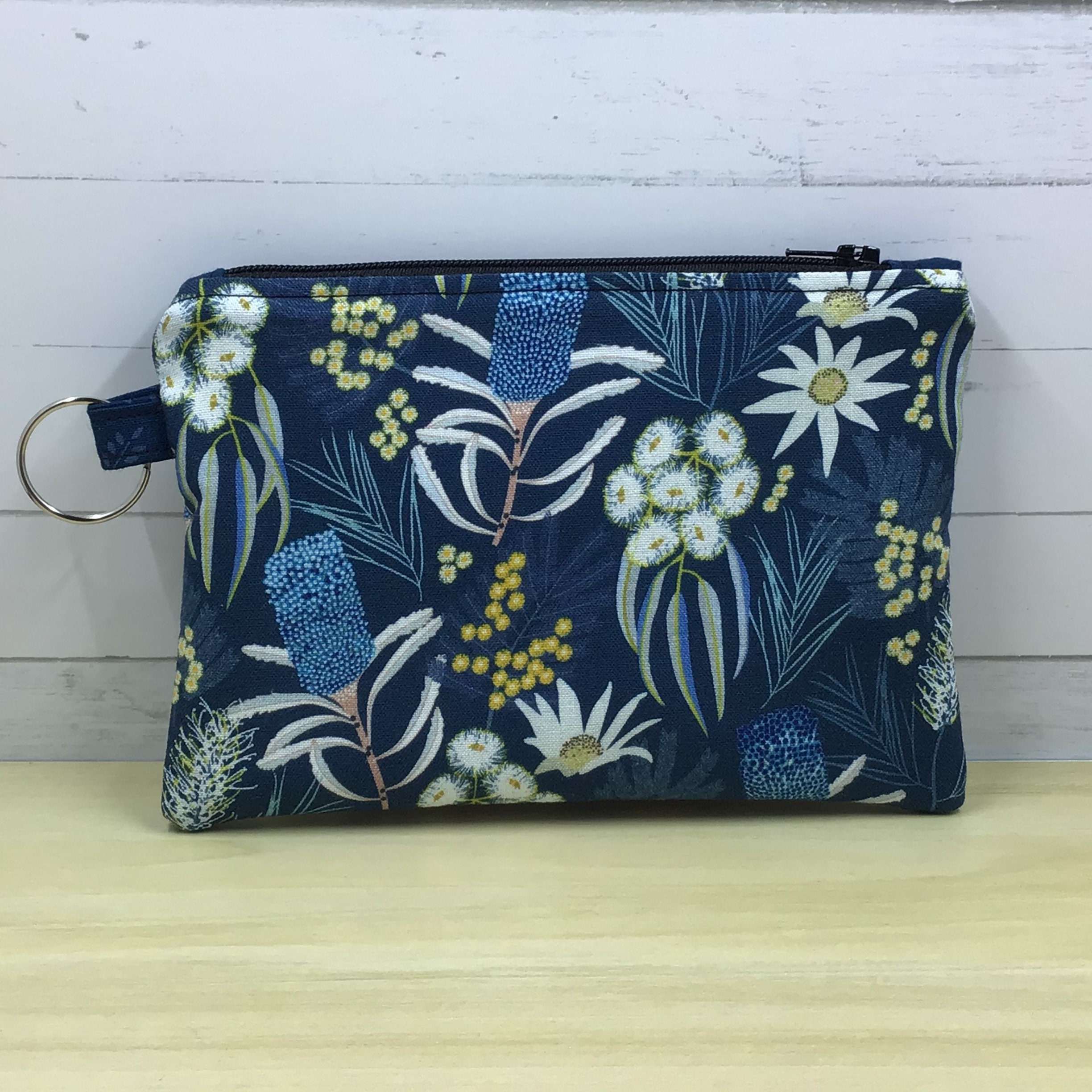 Coin Purse Zipper Pouch Blue Floral Purse Organiser Etsy