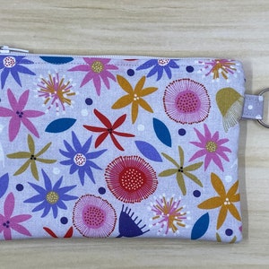 coin purse - mini purse - small zipper pouch - purse organiser - card wallet - Australian flowers fabric - stocking stuffer