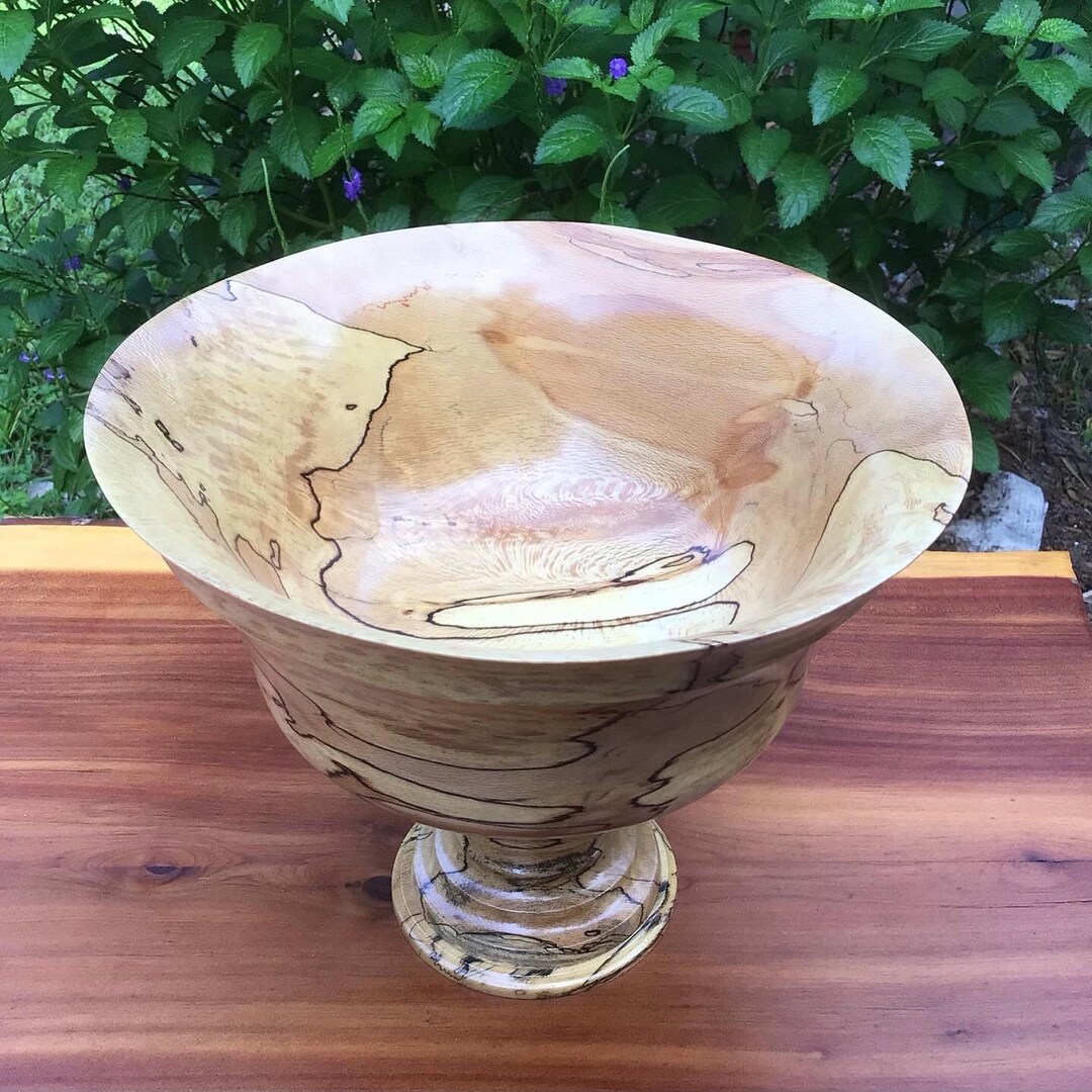 Sycamore Bowl Wooden Bowl Pedestal Bowl Wood Chalice Etsy