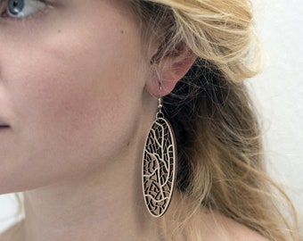 Earrings / earcuffs - laser cut wooden earrings - Leave nerves