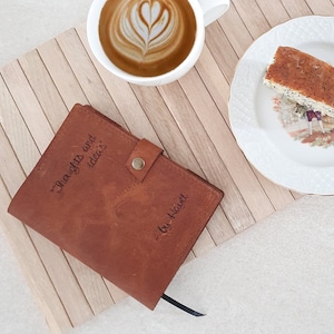 Stylish notebook, leather diary, custom cover, diary with logo, planner, engrave your own design, engraved notebook, leather notebook