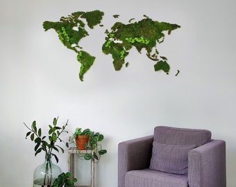 Moss Worldmap, Moss wall, Moss decoration, Vertical garden, Moss art, Office wall art, Home office decor, preserved moss, Moss Map