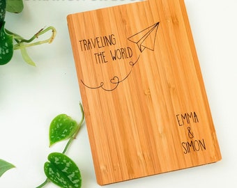 Travel Journal - Custom Notebook Bamboo A5 - Personal Diary, Wooden Notebook, Travelers Journal, Field notes, Bullet notebook, Happy planner