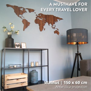 Mapa mundial madera - Mapamundi de madera - Roble / Nuez - mapa del mundo - decoración del hogar - arte de la pared