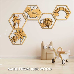 Decoración de guardería - Juego de 5, Habitación infantil, Nombre personalizado, Regalo de maternidad, Signo de nombre, Decoración Niños