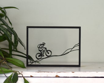 Floating Frame - Wooden Frame - wall art, decoration frame, line drawing, minimalistic wall art, decorative art, wall art frame, bicycle
