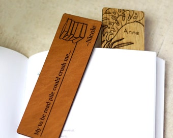 Handmade Custom Bookmark - Engraved with Name, Quote, or Monogram - Perfect Reader Gift