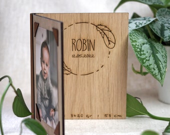 Cadre photo bébé personnalisé avec gravure - Concevez votre propre souvenir au trésor -Cadeau de maternité parfait pour les nouveaux parents