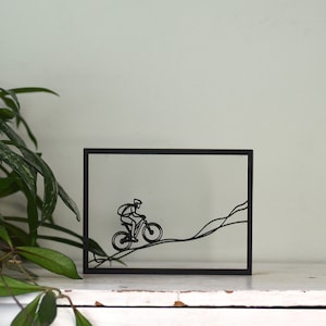 Floating Frame - Wooden Frame - wall art, decoration frame, line drawing, minimalistic wall art, decorative art, wall art frame, bicycle