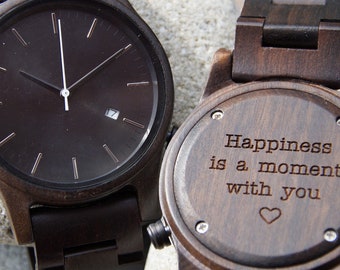 Hölzerne Uhr, Custom graviert Uhr, personalisierte Uhr, Holz Uhr Custom, Uhren für Männer, Frauen, Freund, Freundin, Geburtstagsgeschenk