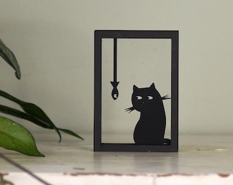 Floating Frame - Wooden Frame - wall art, cats, minimalistic wall art, decorative art, wall art frame